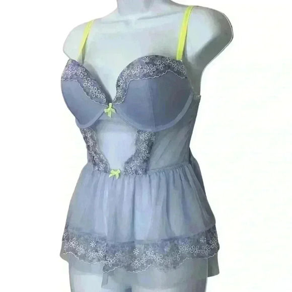 Victoria's Secret Pastel Fairy Babydoll Teddy Camisole with Floral Embroidery - Picture 2 of 14
